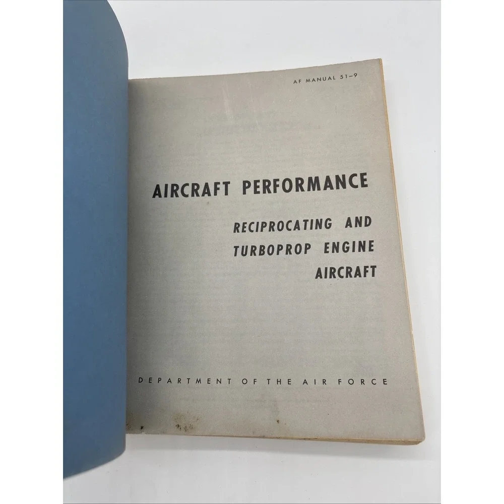 Vtg 1961 USAF AF Manual 51-9 Aircraft Performance Flight Engineer Book Cold War
